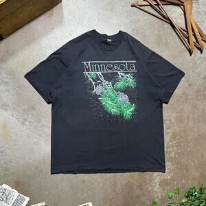 Vintage 90s Single Stitch Minnesota Nature Tee Mens XL Faded Black Shirt